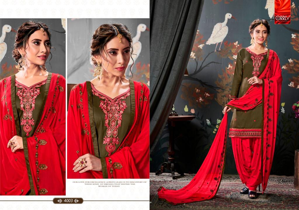 Orrly By Patiala By Orrly 4000 To 4004 Series Designer Patiyala Suits Collection Beautiful Stylish Fancy Colorful Party Wear & Ethnic Wear Jam Silk Cotton With Embroidery Work Dresses At Wholesale Price
