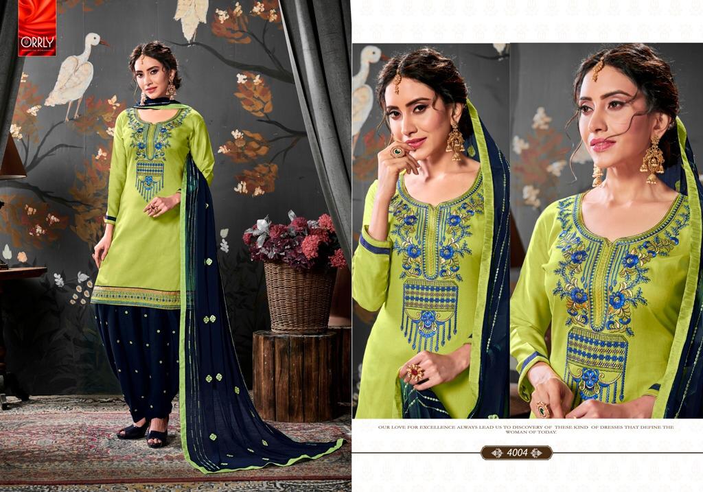 Orrly By Patiala By Orrly 4000 To 4004 Series Designer Patiyala Suits Collection Beautiful Stylish Fancy Colorful Party Wear & Ethnic Wear Jam Silk Cotton With Embroidery Work Dresses At Wholesale Price