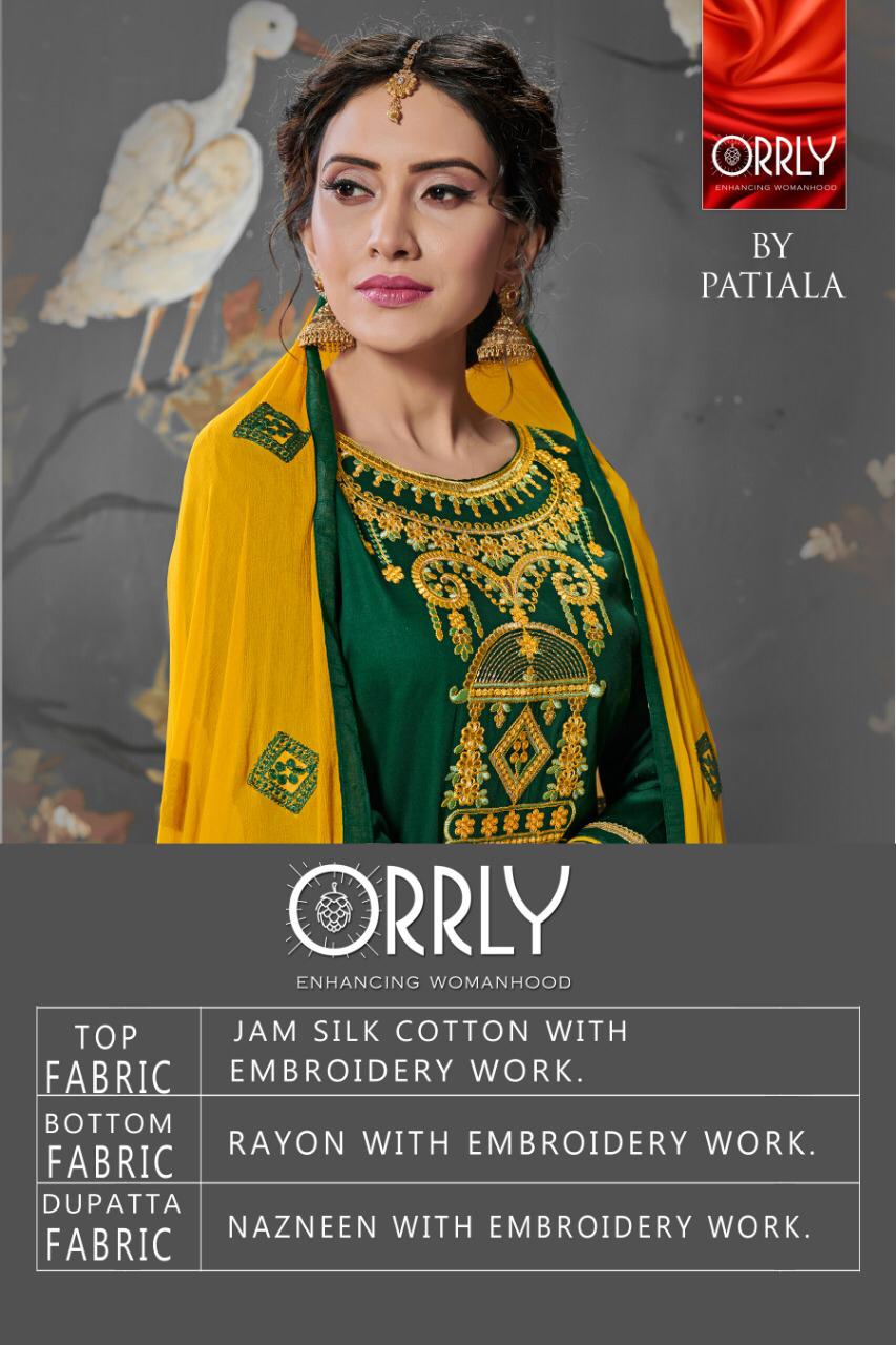 Orrly By Patiala By Orrly 4000 To 4004 Series Designer Patiyala Suits Collection Beautiful Stylish Fancy Colorful Party Wear & Ethnic Wear Jam Silk Cotton With Embroidery Work Dresses At Wholesale Price