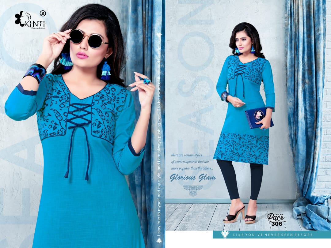 Pace-3 By Kinti 301 To 312 Series Stylish Fancy Beautiful Colorful Casual Wear & Ethnic Wear Heavy Cotton Slub Printed Kurtis At Wholesale Price