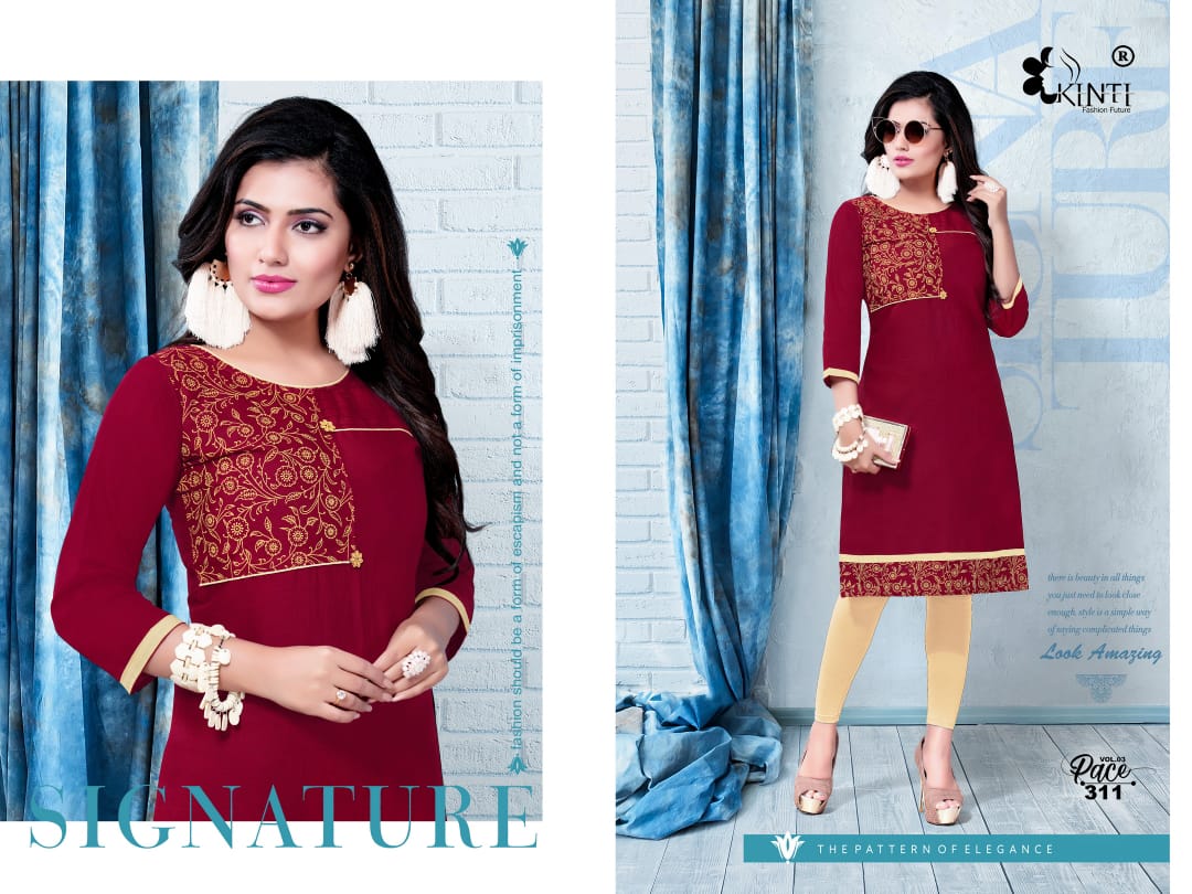 Pace-3 By Kinti 301 To 312 Series Stylish Fancy Beautiful Colorful Casual Wear & Ethnic Wear Heavy Cotton Slub Printed Kurtis At Wholesale Price