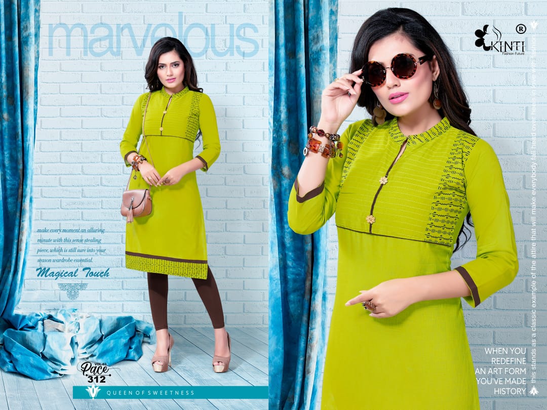 Pace-3 By Kinti 301 To 312 Series Stylish Fancy Beautiful Colorful Casual Wear & Ethnic Wear Heavy Cotton Slub Printed Kurtis At Wholesale Price