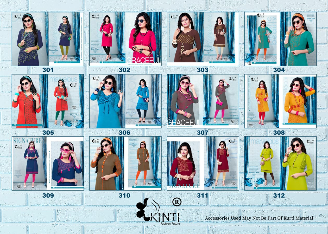 Pace-3 By Kinti 301 To 312 Series Stylish Fancy Beautiful Colorful Casual Wear & Ethnic Wear Heavy Cotton Slub Printed Kurtis At Wholesale Price