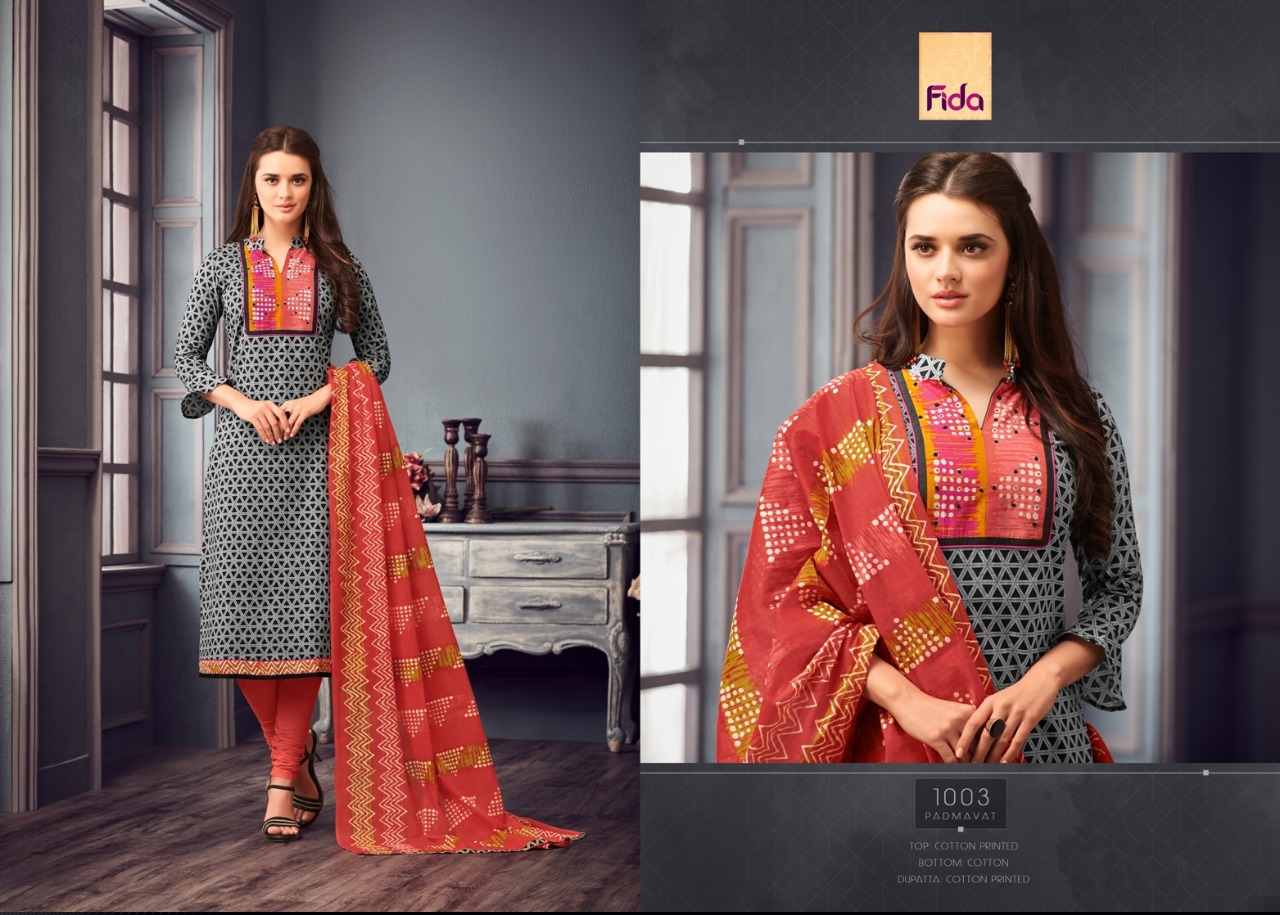 Padmavay By Fida 1001 To 1008 Series Beautiful Stylish Fancy Colorful Casual Wear & Ethnic Wear Cotton Printed With Pintex Dresses At Wholesale Price