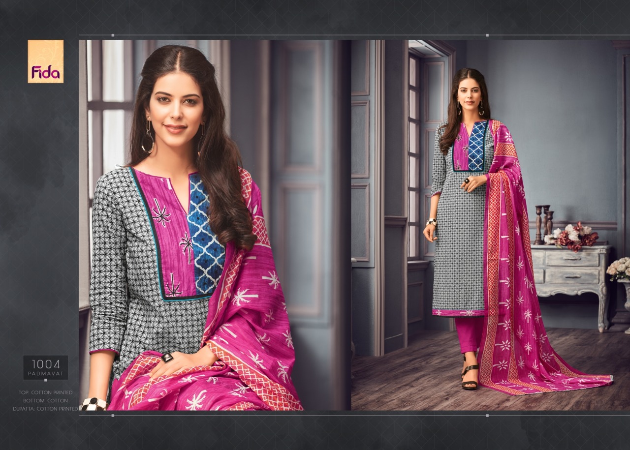 Padmavay By Fida 1001 To 1008 Series Beautiful Stylish Fancy Colorful Casual Wear & Ethnic Wear Cotton Printed With Pintex Dresses At Wholesale Price
