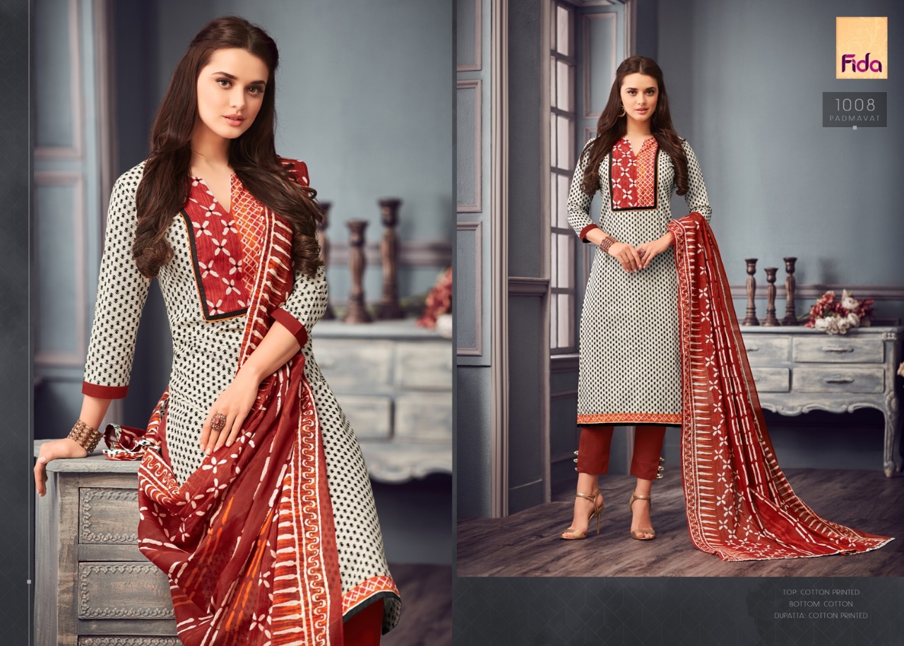 Padmavay By Fida 1001 To 1008 Series Beautiful Stylish Fancy Colorful Casual Wear & Ethnic Wear Cotton Printed With Pintex Dresses At Wholesale Price