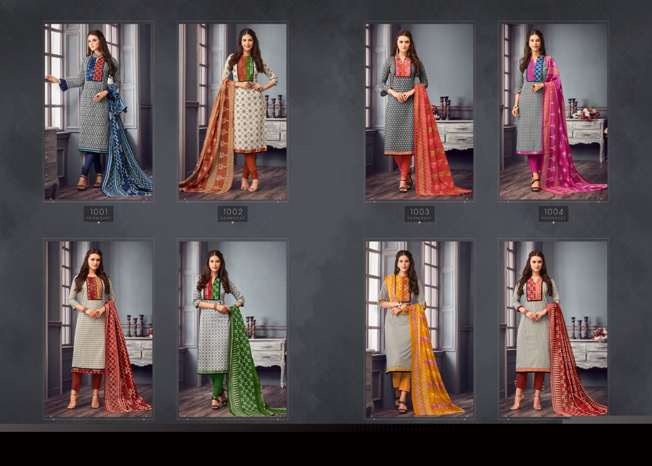 Padmavay By Fida 1001 To 1008 Series Beautiful Stylish Fancy Colorful Casual Wear & Ethnic Wear Cotton Printed With Pintex Dresses At Wholesale Price