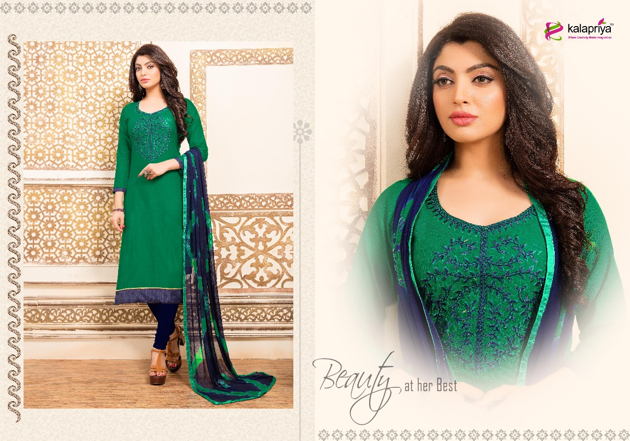 Padmavati By Kalapriya 1001 To 1008 Series Beautiful Stylish Fancy Colorful Ethnic Wear & Party Wear & Casual Wear Cotton Slub Embroidered Dresses At Wholesale Price