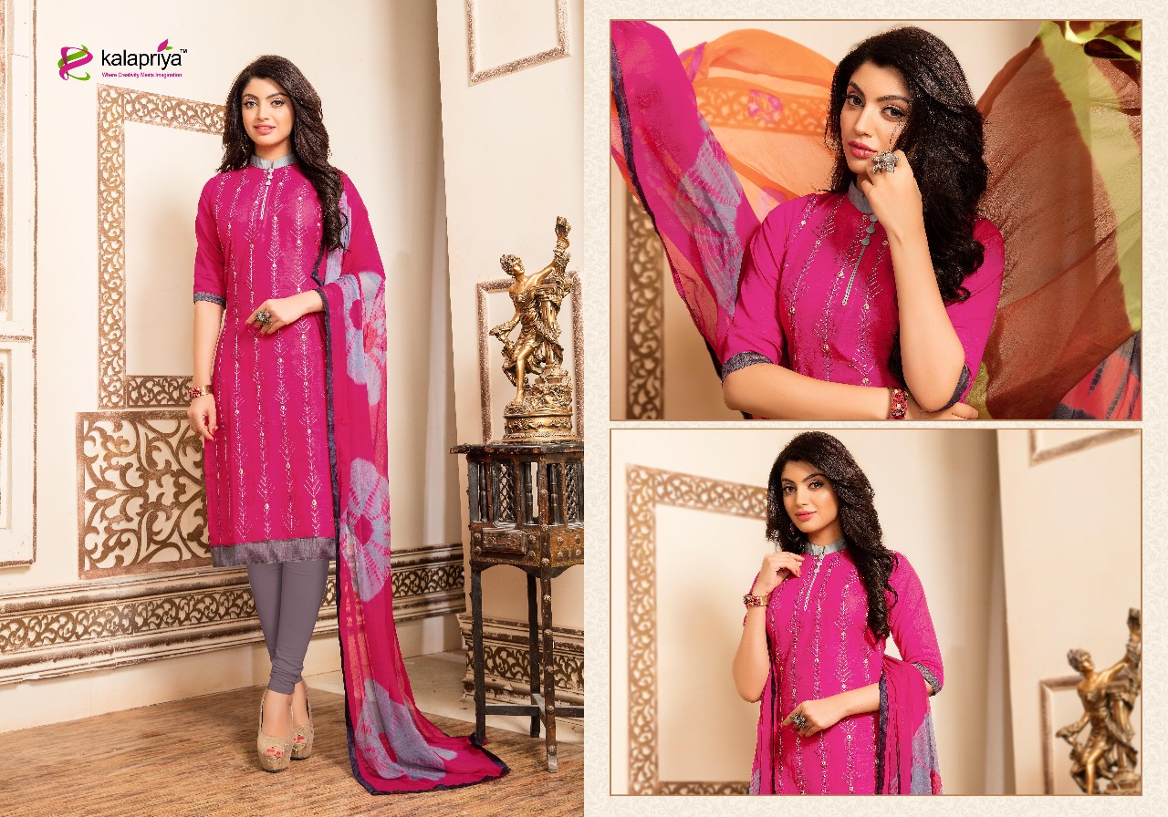 Padmavati By Kalapriya 1001 To 1008 Series Beautiful Stylish Fancy Colorful Ethnic Wear & Party Wear & Casual Wear Cotton Slub Embroidered Dresses At Wholesale Price