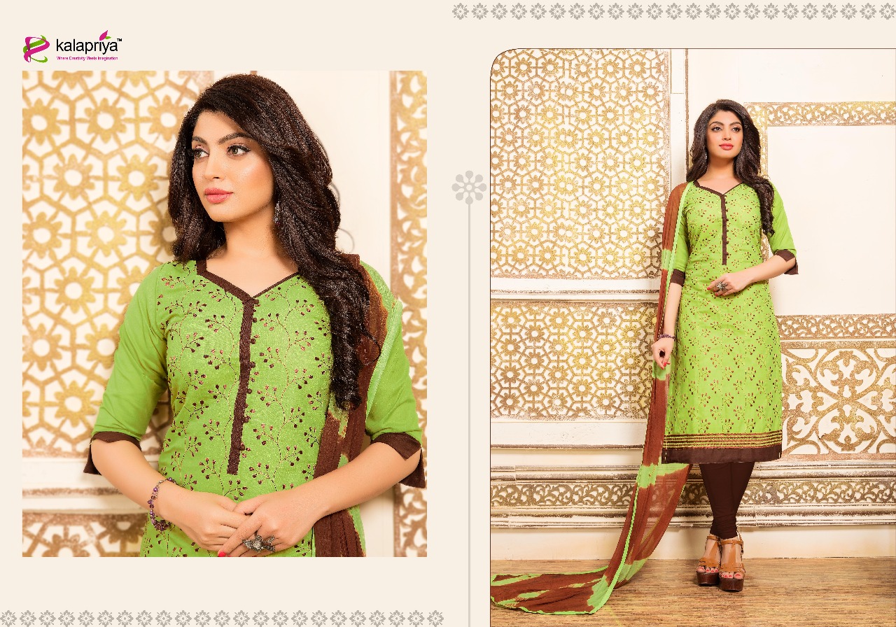 Padmavati By Kalapriya 1001 To 1008 Series Beautiful Stylish Fancy Colorful Ethnic Wear & Party Wear & Casual Wear Cotton Slub Embroidered Dresses At Wholesale Price