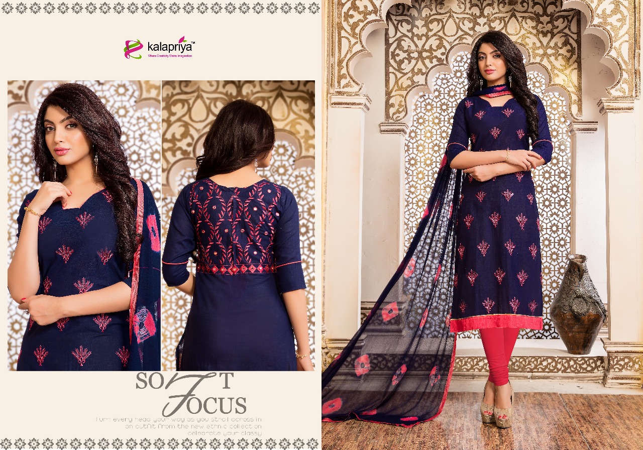 Padmavati By Kalapriya 1001 To 1008 Series Beautiful Stylish Fancy Colorful Ethnic Wear & Party Wear & Casual Wear Cotton Slub Embroidered Dresses At Wholesale Price