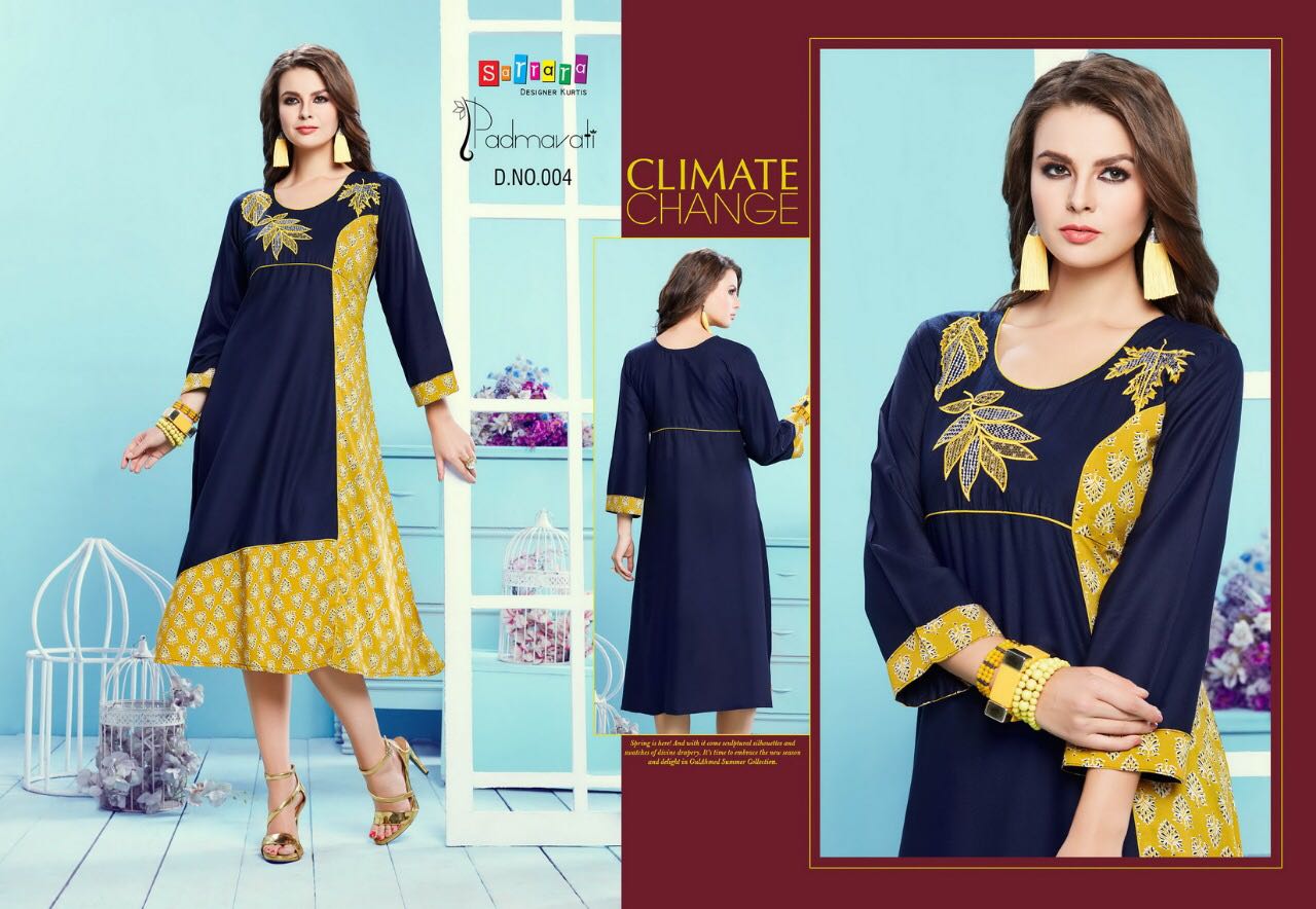 Padmavati By Sarrara 001 To 010 Series Designer Beautiful Stylish Fancy Colorful Casual Wear Ethnic Wear Summer Collection Heavy Rayon Printed Kurtis At Wholesale Price