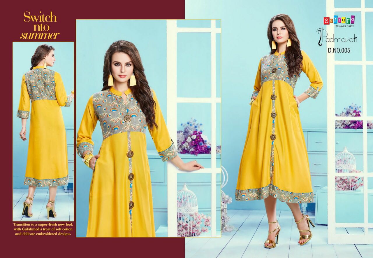 Padmavati By Sarrara 001 To 010 Series Designer Beautiful Stylish Fancy Colorful Casual Wear Ethnic Wear Summer Collection Heavy Rayon Printed Kurtis At Wholesale Price