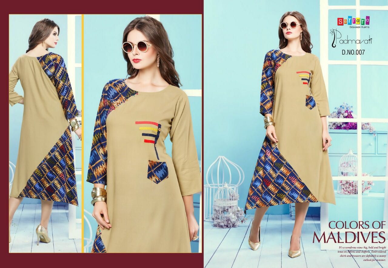 Padmavati By Sarrara 001 To 010 Series Designer Beautiful Stylish Fancy Colorful Casual Wear Ethnic Wear Summer Collection Heavy Rayon Printed Kurtis At Wholesale Price