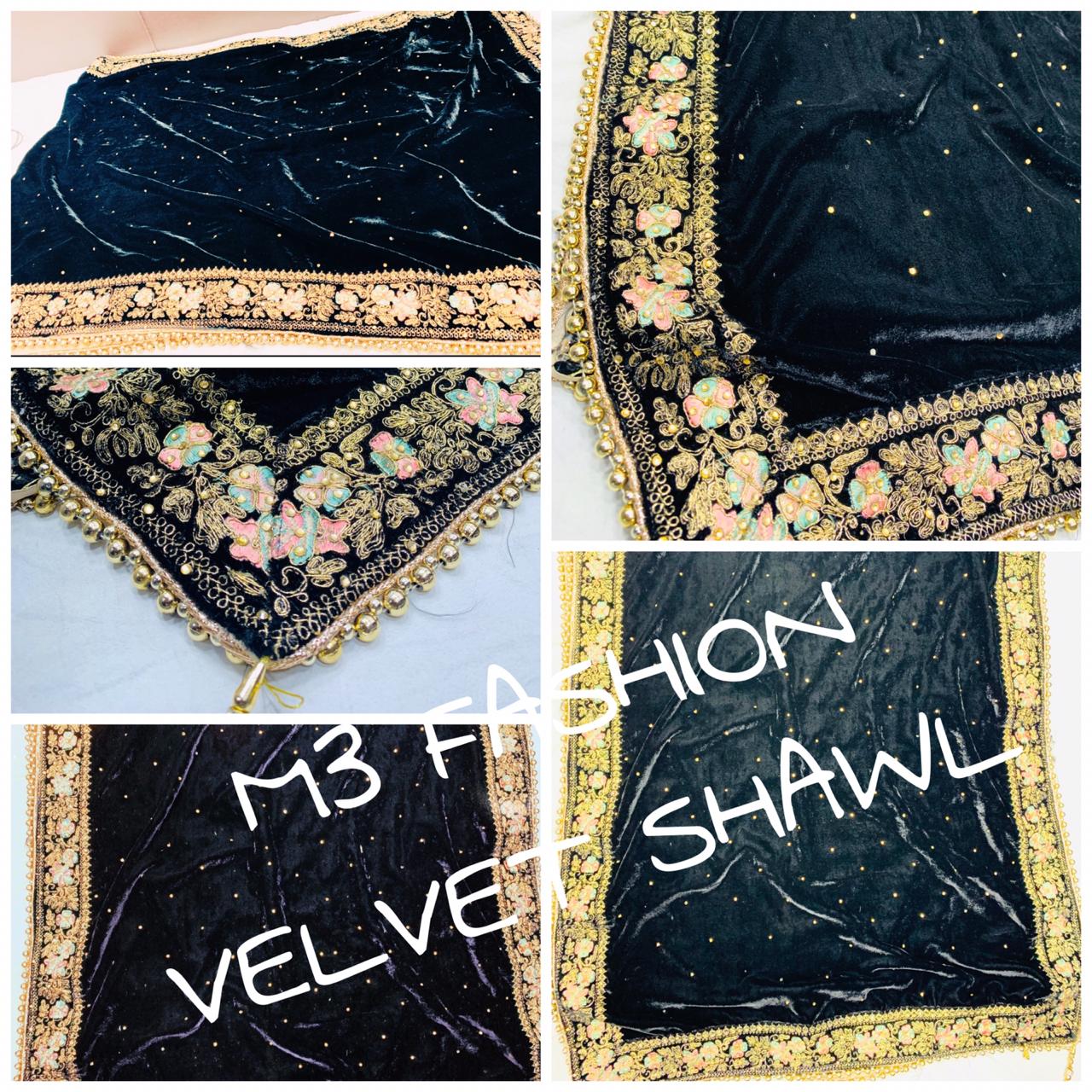 Paki Velvet Shawl By M3 Fashion Beautiful Winter Collection Stylish Fancy Colorful Casual Wear & Ethnic Wear Velvet Dupatta At Wholesale Price