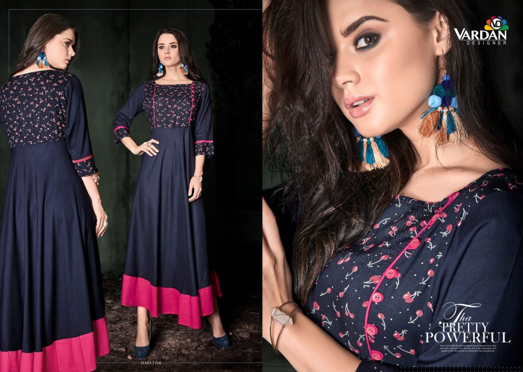 Pakiza Vol-1 By Vardan Designer 3101 To 3108 Series Designer Beautiful Stylish Fancy Colorful Casual Wear & Ethnic Wear Collection Rayon Printed Kurtis At Wholesale Price