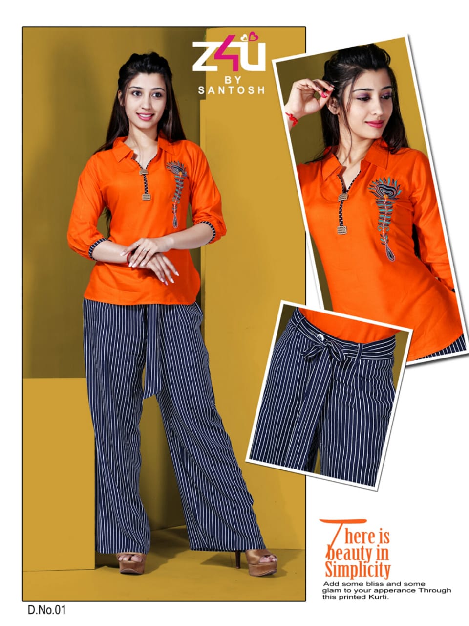 Palazzo Beauty By Z4u 01 To 09 Series Beautiful Stylish Fancy Colorful Ready To Wear & Casual Wear Pure Rayon Kurtis & Palazzo At Wholesale Price