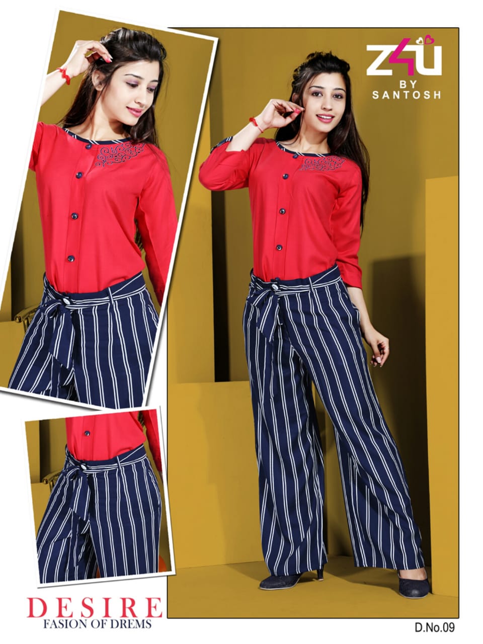 Palazzo Beauty By Z4u 01 To 09 Series Beautiful Stylish Fancy Colorful Ready To Wear & Casual Wear Pure Rayon Kurtis & Palazzo At Wholesale Price