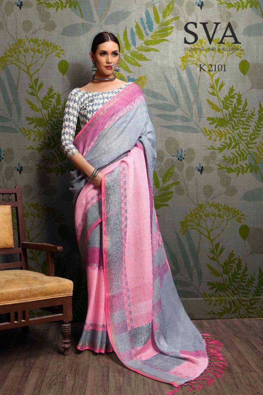 Palkhi By Sva 2101 To 2112 Series Indian Traditional Wear Collection Beautiful Stylish Fancy Colorful Party Wear & Occasional Wear Pure Linen Sarees At Wholesale Price