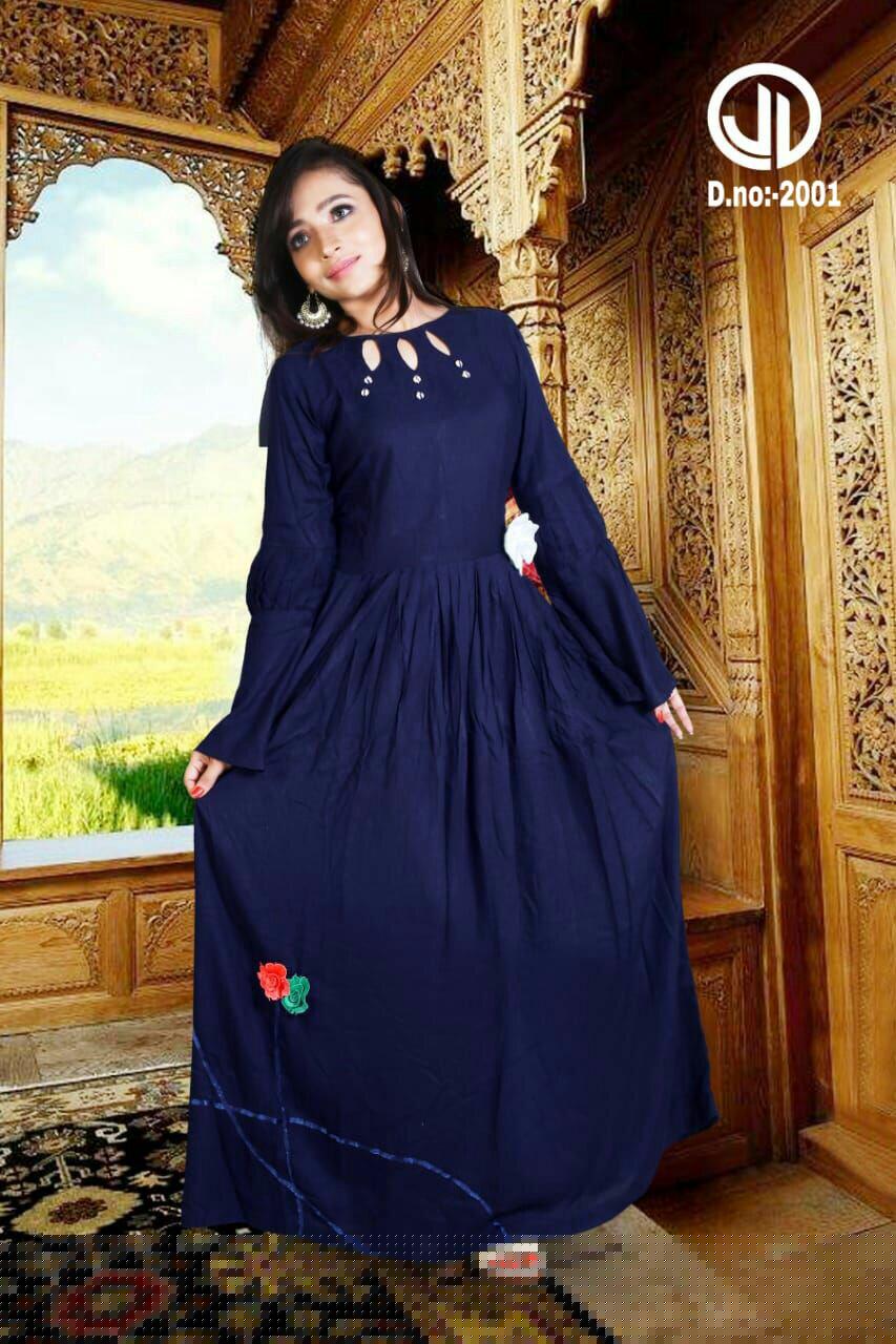 Palm Vol-1 By Jelly Blue 2001 To 2005 Series Beautiful Colorful Stylish Fancy Casual Wear & Ethnic Wear & Ready To Wear Rayon Embroidered Kurtis At Wholesale Price