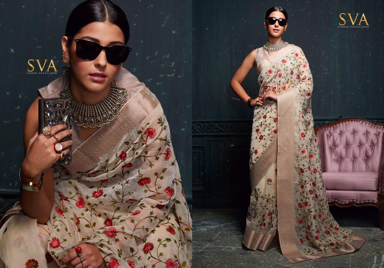Panalal-3 By Sva 01 To 08 Series Designer Indian Traditional Wear Collection Beautiful Stylish Fancy Colorful Party Wear & Occasional Wear Pure Organza Sarees At Wholesale Price