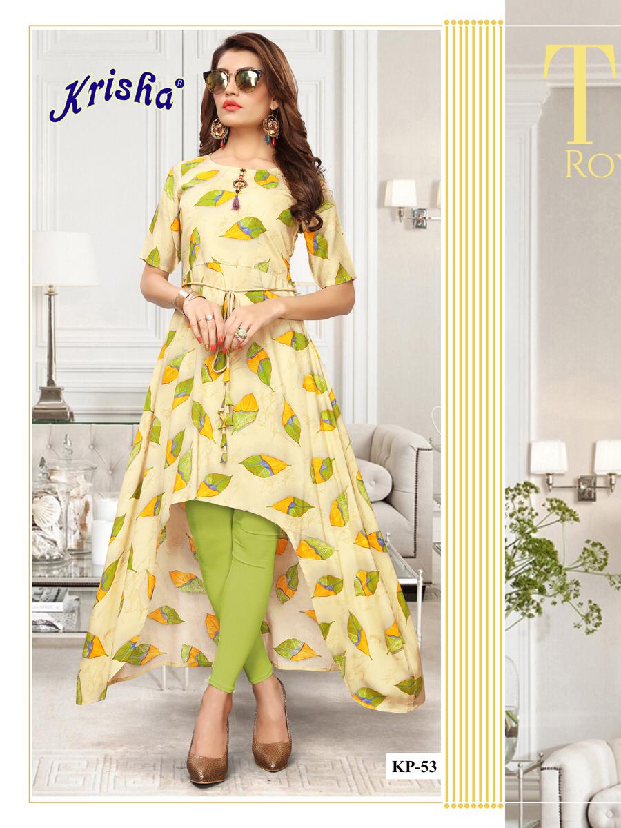 Panchhi Vol-2 By Krisha Prints 53 To 57 Series Beautiful Colorful Stylish Fancy Casual Wear & Ethnic Wear & Ready To Wear Heavy Rayon Printed Kurtis At Wholesale Price