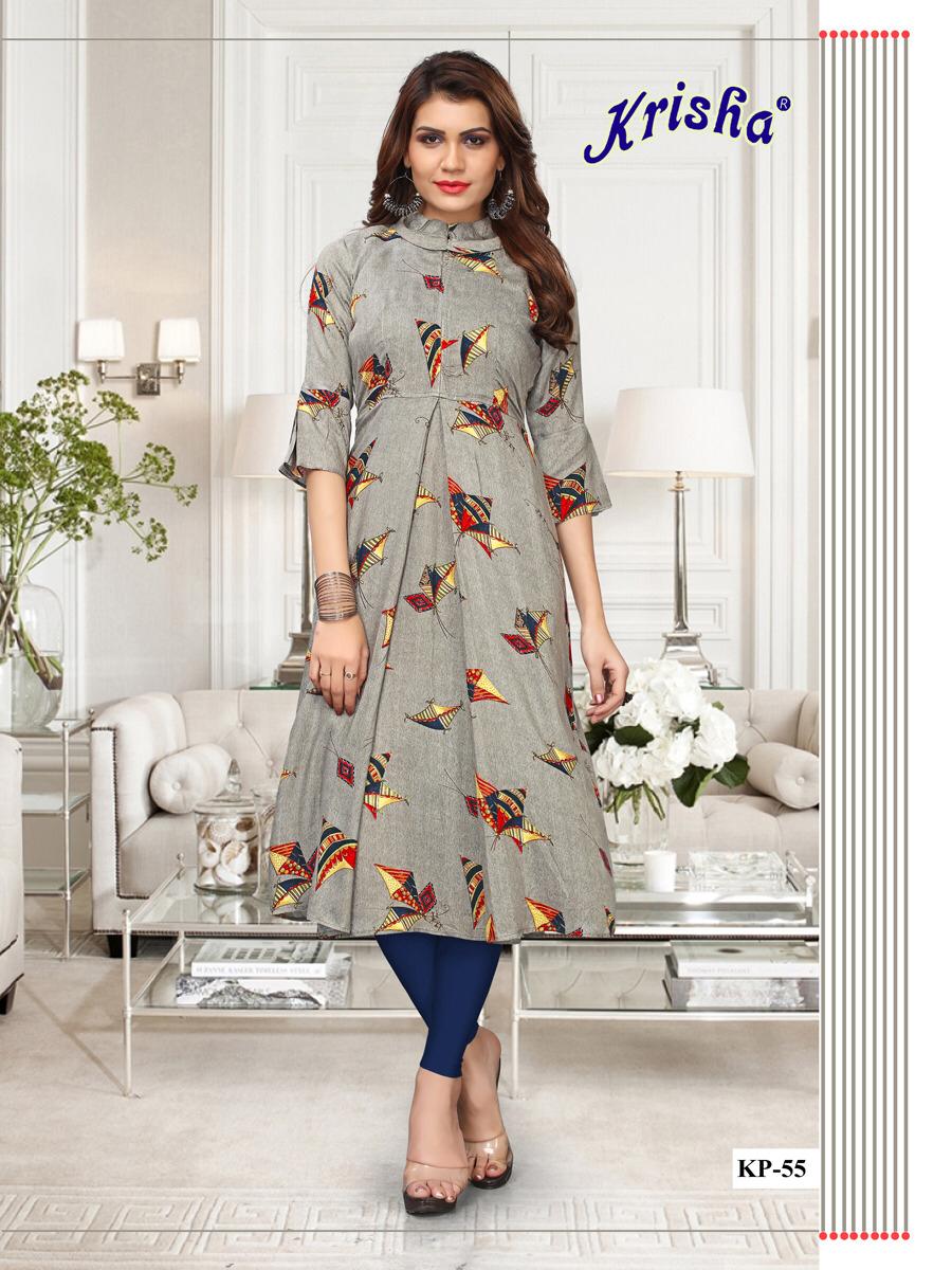 Panchhi Vol-2 By Krisha Prints 53 To 57 Series Beautiful Colorful Stylish Fancy Casual Wear & Ethnic Wear & Ready To Wear Heavy Rayon Printed Kurtis At Wholesale Price