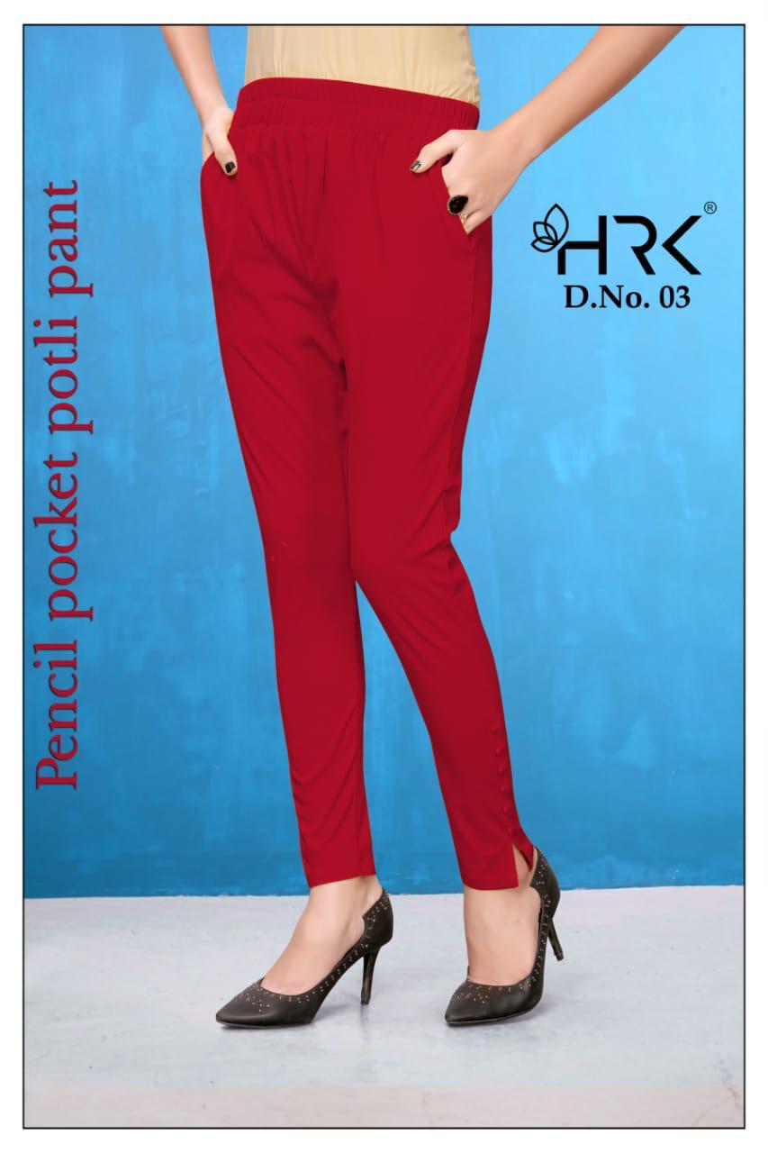 Pencil Pocket Pant By Hrk 01 To 08 Series Beautiful Colorful Stylish Fancy Casual Wear & Ethnic Wear & Ready To Wear Viscose Rayon Pants At Wholesale Price