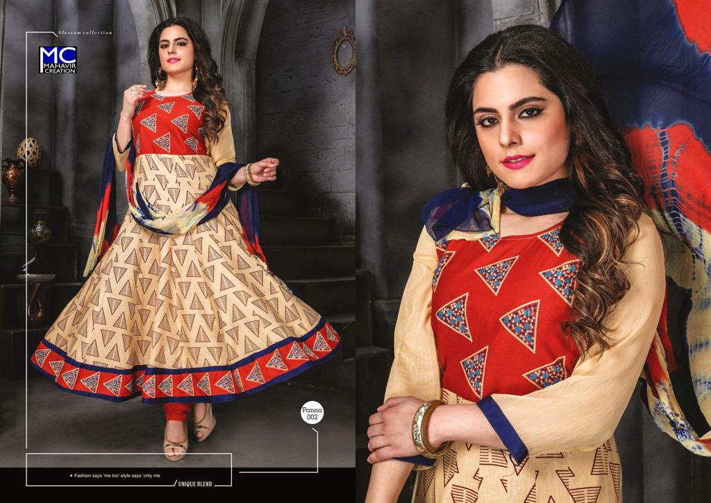 Panna Vol-12 By Mahavir Creation 001 To 008 Series Beautiful Colorful Stylish Fancy Casual Wear & Ethnic Wear & Ready To Wear Heavy Cotton Printed Dresses At Wholesale Price