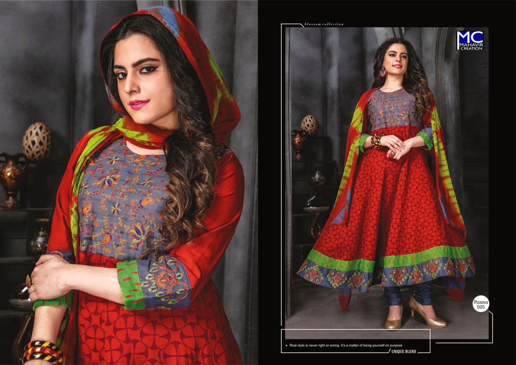 Panna Vol-12 By Mahavir Creation 001 To 008 Series Beautiful Colorful Stylish Fancy Casual Wear & Ethnic Wear & Ready To Wear Heavy Cotton Printed Dresses At Wholesale Price