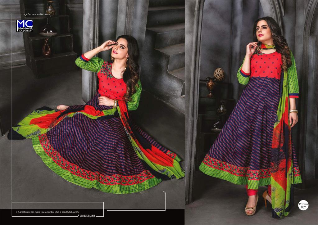 Panna Vol-12 By Mahavir Creation 001 To 008 Series Beautiful Colorful Stylish Fancy Casual Wear & Ethnic Wear & Ready To Wear Heavy Cotton Printed Dresses At Wholesale Price