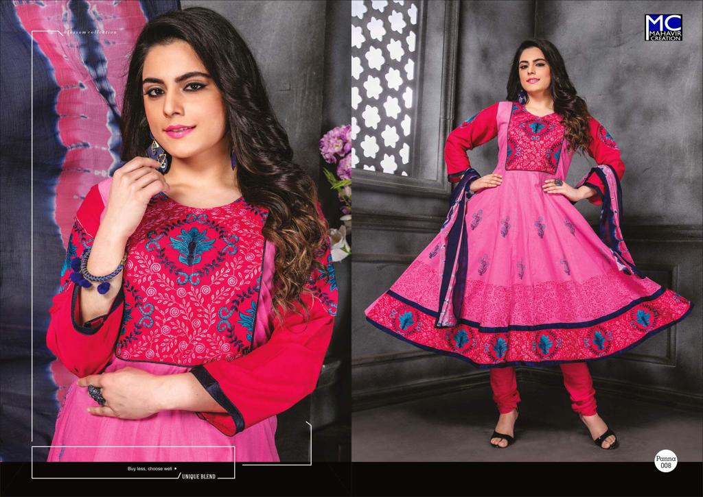 Panna Vol-12 By Mahavir Creation 001 To 008 Series Beautiful Colorful Stylish Fancy Casual Wear & Ethnic Wear & Ready To Wear Heavy Cotton Printed Dresses At Wholesale Price