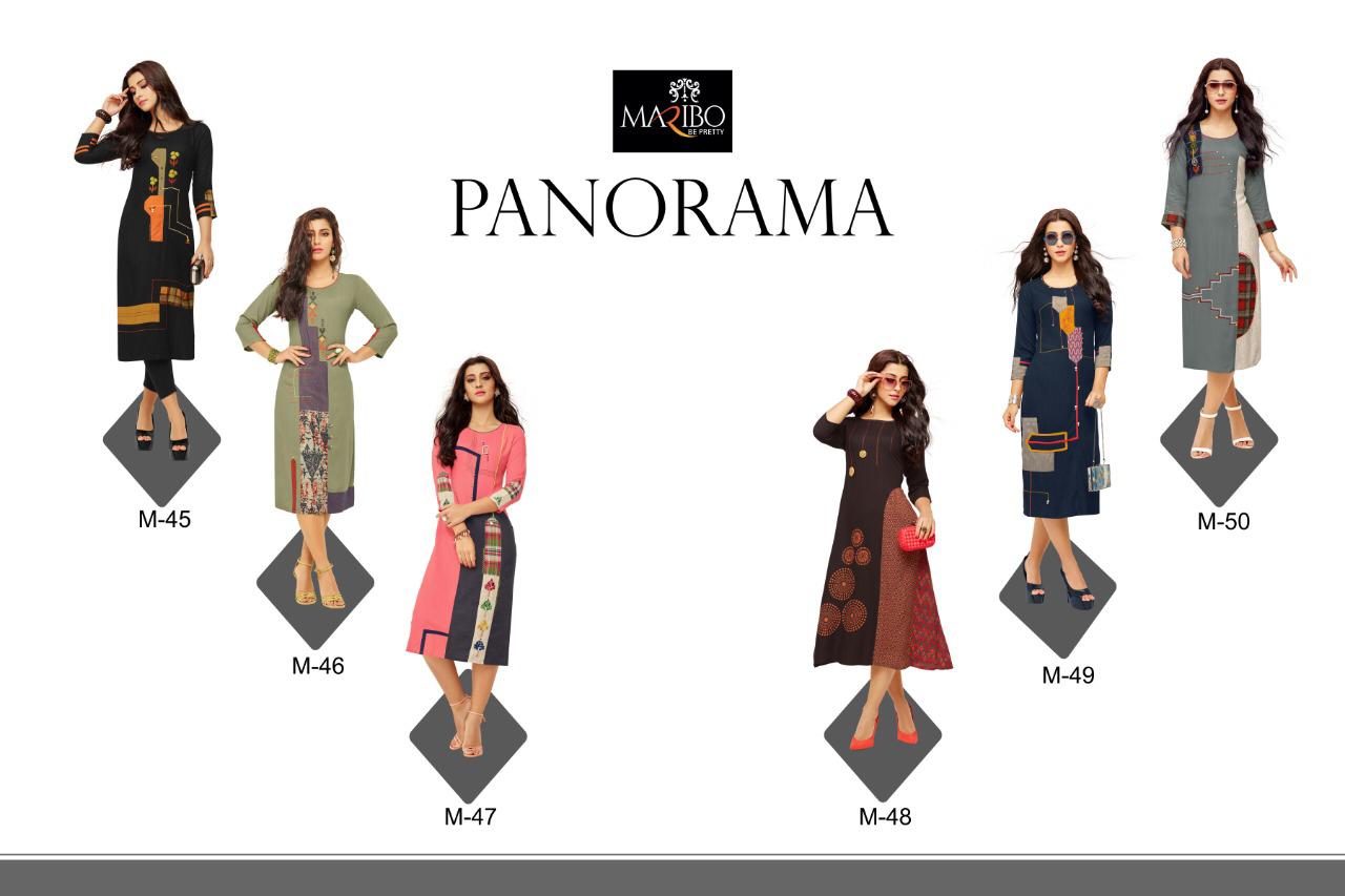 Panorama By Maribo M-45 To M-50 Series Designer Colorful Stylish Fancy Beautiful Party Wear & Ethnic Wear Rayon Printed Kurtis At Wholesale Price