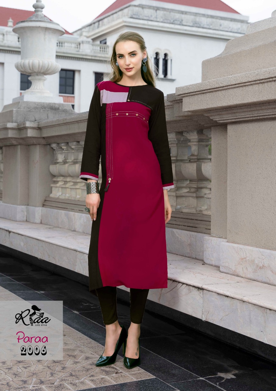 Paraa By Ria Lifestyle 2001 To 2008 Series Beautiful Stylish Fancy Colorful Casual Wear & Ethnic Wear & Ready To Wear Heavy Rayon Kurtis At Wholesale Price