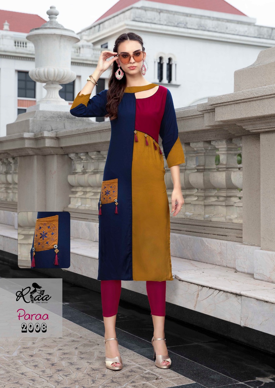 Paraa By Ria Lifestyle 2001 To 2008 Series Beautiful Stylish Fancy Colorful Casual Wear & Ethnic Wear & Ready To Wear Heavy Rayon Kurtis At Wholesale Price