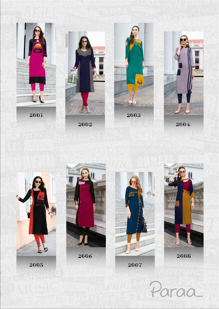 Paraa By Ria Lifestyle 2001 To 2008 Series Beautiful Stylish Fancy Colorful Casual Wear & Ethnic Wear & Ready To Wear Heavy Rayon Kurtis At Wholesale Price