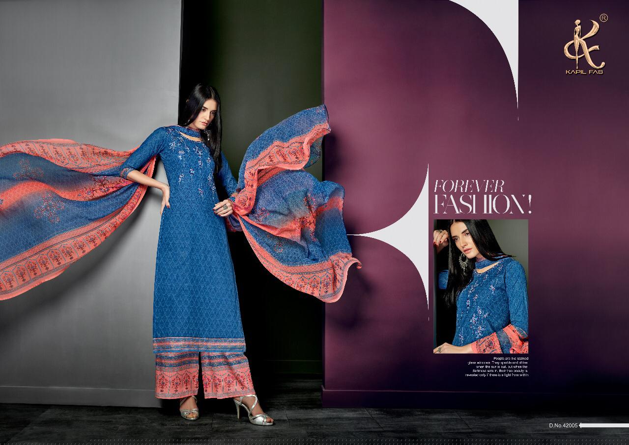 Pari Vol-3 By Kapil Fab 42001 To 42008 Series Beautiful Suits Stylish Fancy Colorful Casual Wear & Ethnic Wear Collection Pure Cotton Cambric Print With Embroidery Dresses At Wholesale Price