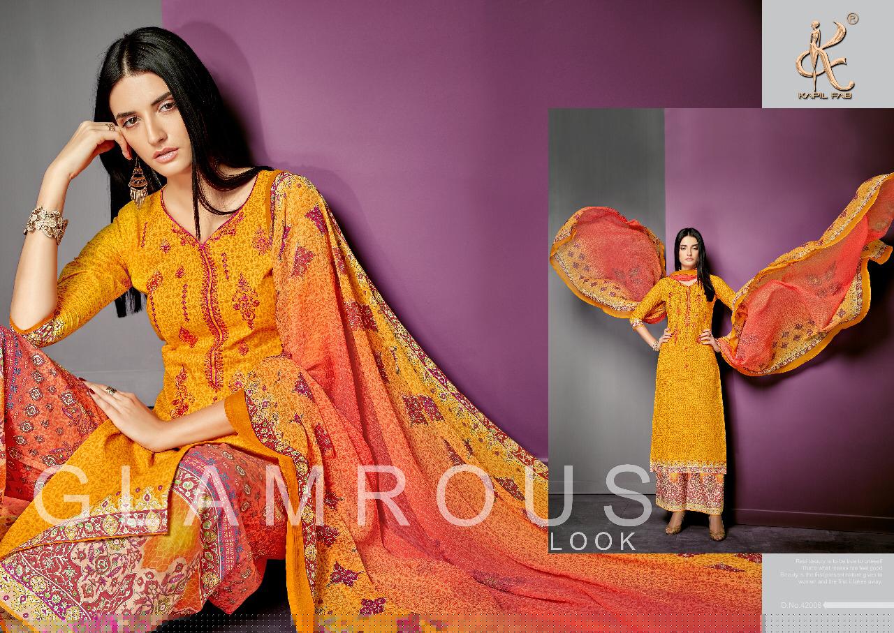 Pari Vol-3 By Kapil Fab 42001 To 42008 Series Beautiful Suits Stylish Fancy Colorful Casual Wear & Ethnic Wear Collection Pure Cotton Cambric Print With Embroidery Dresses At Wholesale Price