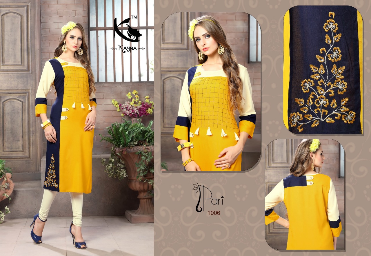 Pari By Kayna 1001 To 1012 Series Beautiful Stylish Fancy Colorful Casual Wear & Ethnic Wear Rayon Printed Kurtis At Wholesale Price