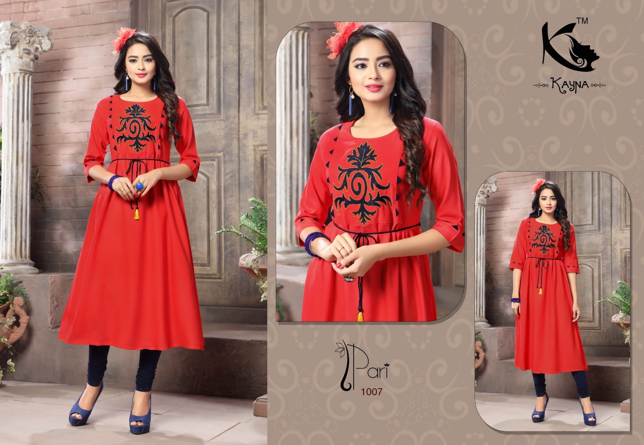 Pari By Kayna 1001 To 1012 Series Beautiful Stylish Fancy Colorful Casual Wear & Ethnic Wear Rayon Printed Kurtis At Wholesale Price