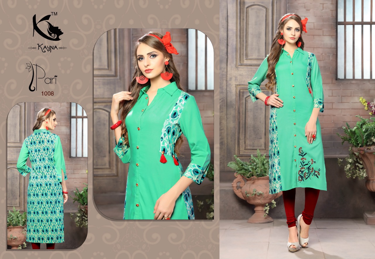 Pari By Kayna 1001 To 1012 Series Beautiful Stylish Fancy Colorful Casual Wear & Ethnic Wear Rayon Printed Kurtis At Wholesale Price