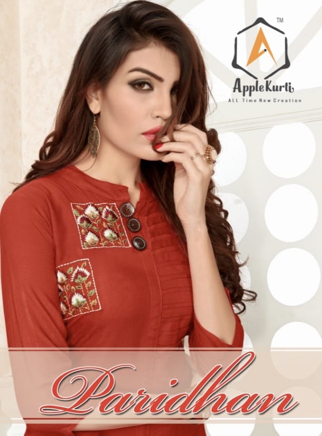 Paridhan By Apple Kurtis 1104 To 1106 Series Stylish Fancy Beautiful Colorful Casual Wear & Ethnic Wear Heavy Rayon Slub Kurtis At Wholesale Price