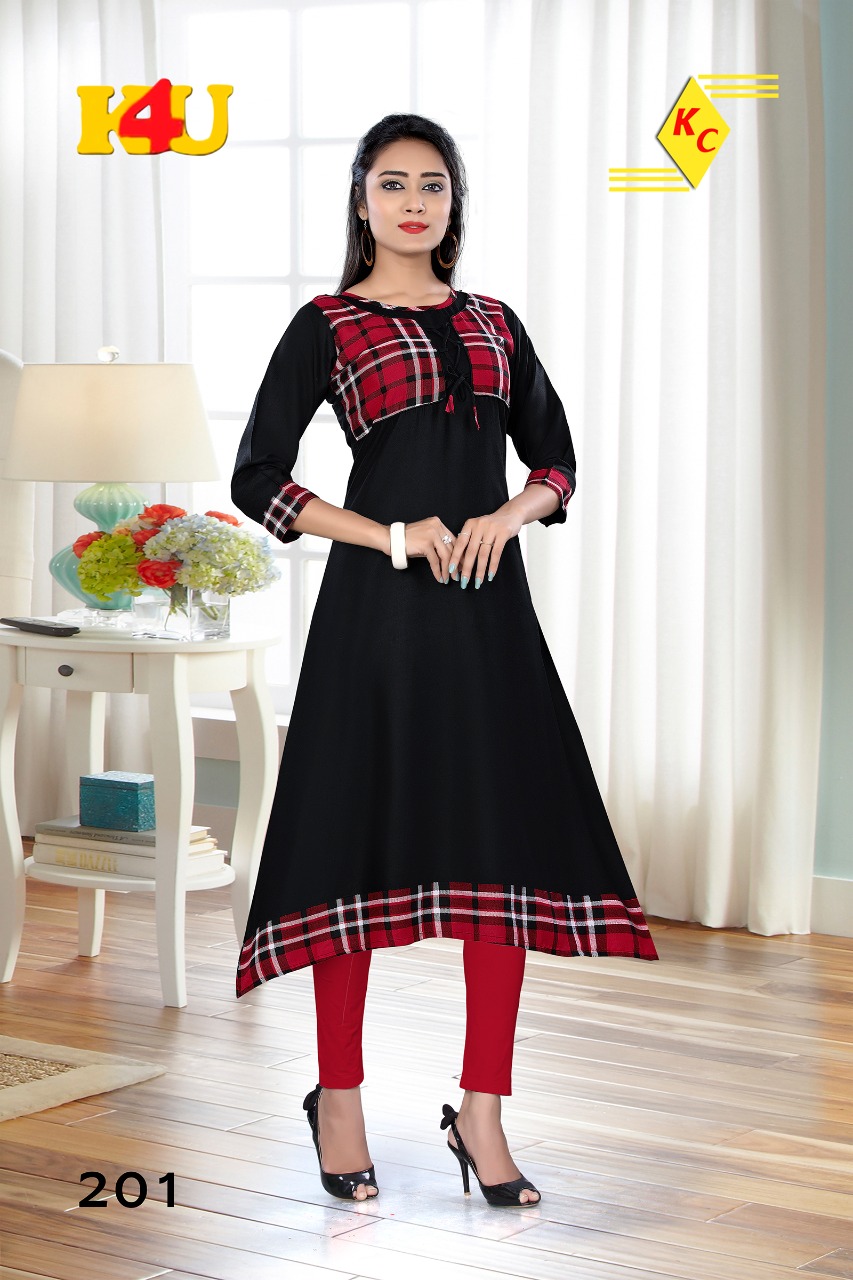 Parikala By K4u 201 To 206 Series Beautiful Stylish Fancy Colorful Casual Wear & Ethnic Wear & Ready To Wear Rayon Embroidered Kurtis At Wholesale Price