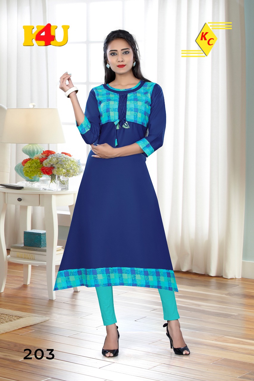 Parikala By K4u 201 To 206 Series Beautiful Stylish Fancy Colorful Casual Wear & Ethnic Wear & Ready To Wear Rayon Embroidered Kurtis At Wholesale Price