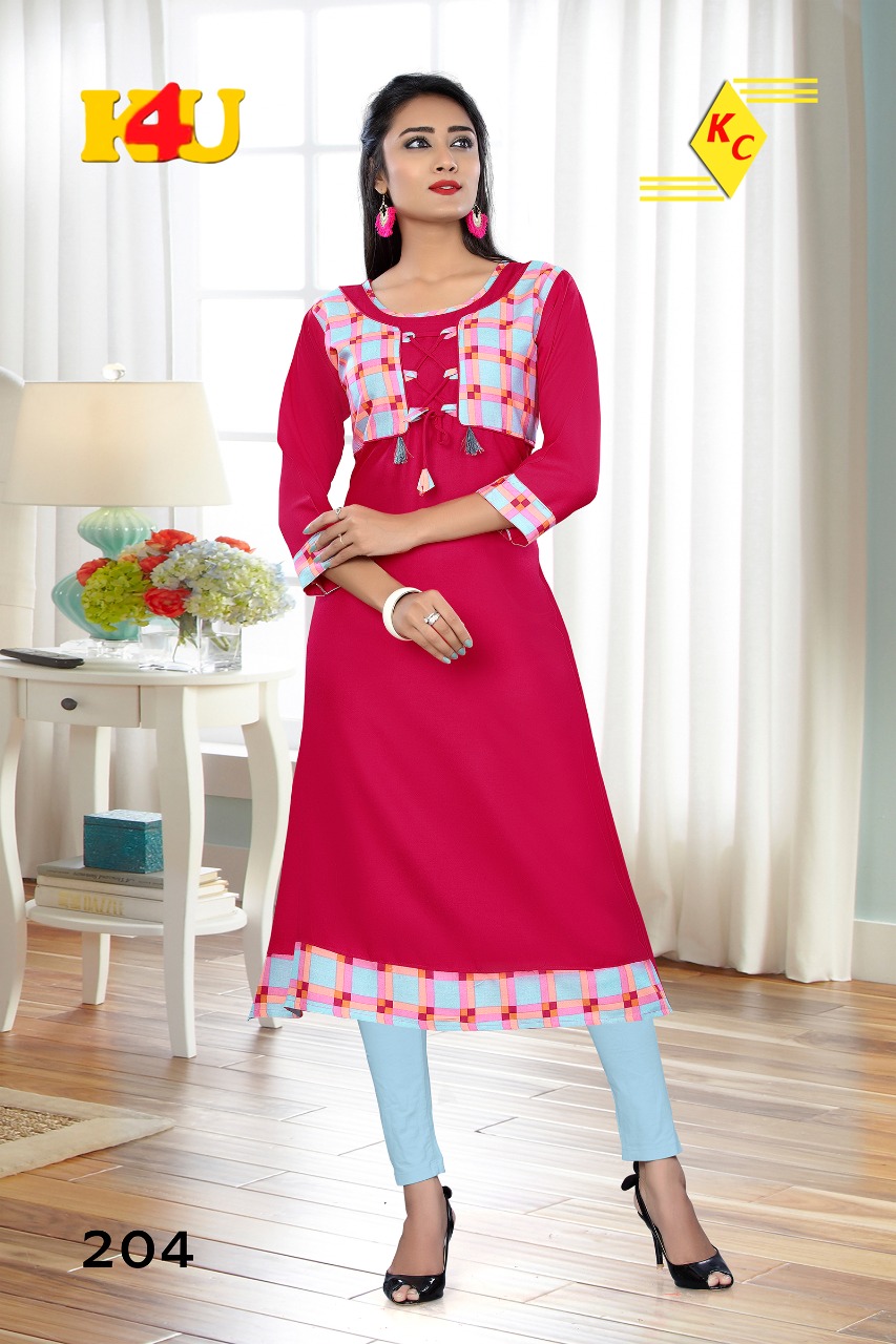 Parikala By K4u 201 To 206 Series Beautiful Stylish Fancy Colorful Casual Wear & Ethnic Wear & Ready To Wear Rayon Embroidered Kurtis At Wholesale Price