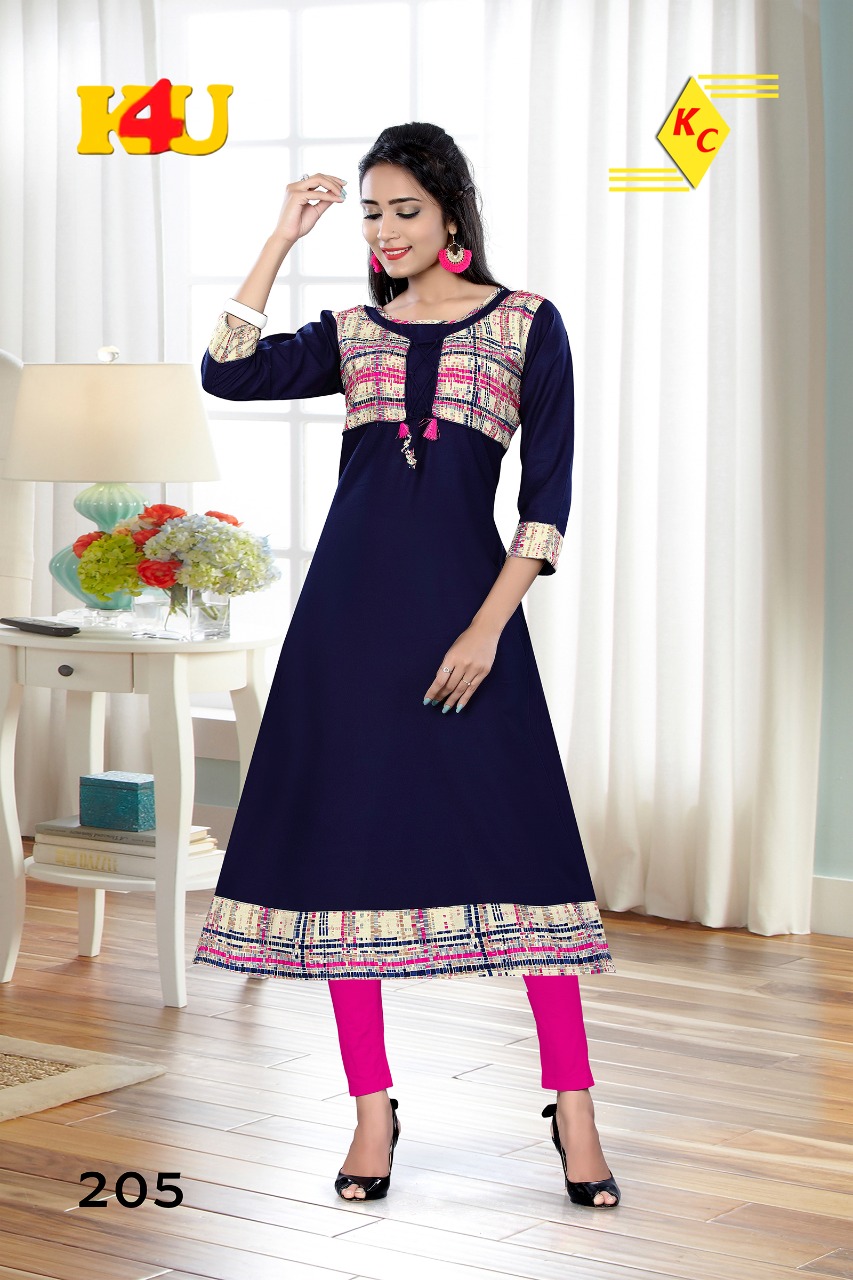 Parikala By K4u 201 To 206 Series Beautiful Stylish Fancy Colorful Casual Wear & Ethnic Wear & Ready To Wear Rayon Embroidered Kurtis At Wholesale Price