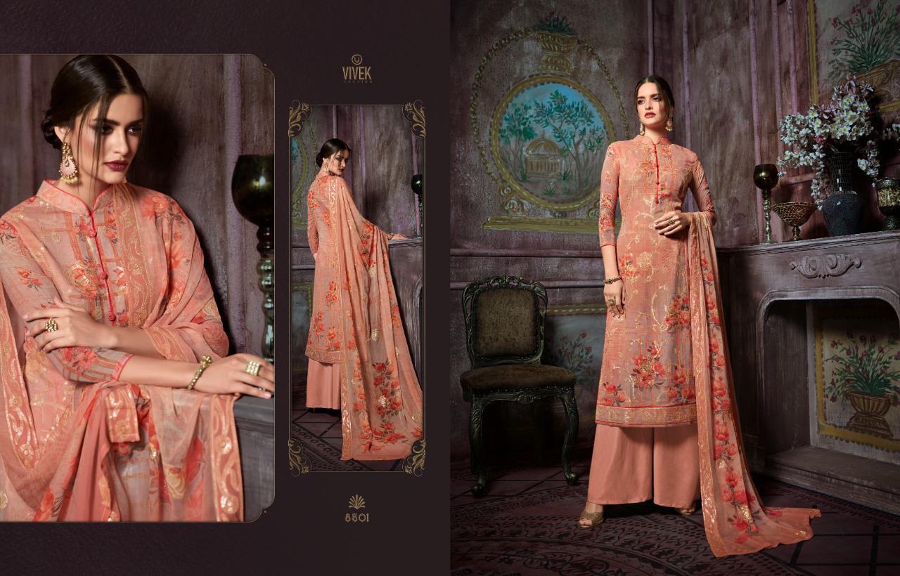 Parina Vol-3 By Vivek Fashion 8801 To 8808 Series Suits Collection Beautiful Stylish Fancy Colorful Casual Wear & Ethnic Wear Pure Viscose Georgette Digital Printed With Embroidery Work Dresses At Wholesale Price