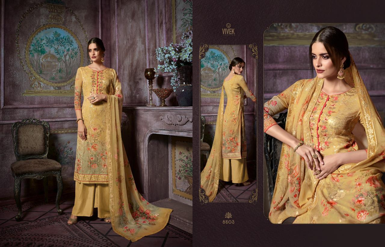 Parina Vol-3 By Vivek Fashion 8801 To 8808 Series Suits Collection Beautiful Stylish Fancy Colorful Casual Wear & Ethnic Wear Pure Viscose Georgette Digital Printed With Embroidery Work Dresses At Wholesale Price