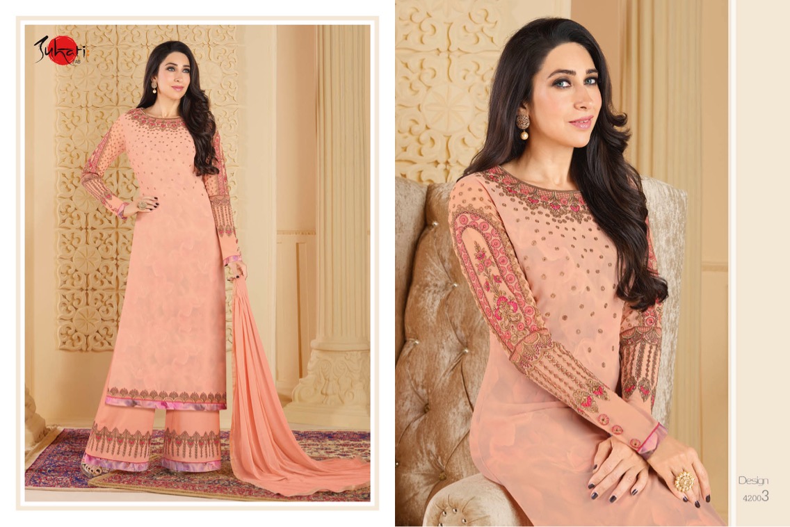 Parina By Suhati Fab 42003 To 42011 Series Beautiful Suits Stylish Colorful Fancy Party Wear & Ethnic Wear Faux Georgette Inner Printed Dresses At Wholesale Price