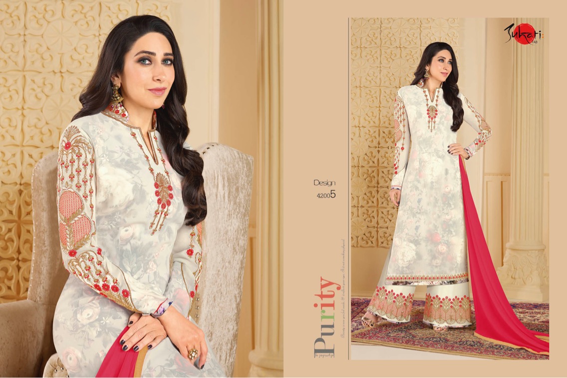Parina By Suhati Fab 42003 To 42011 Series Beautiful Suits Stylish Colorful Fancy Party Wear & Ethnic Wear Faux Georgette Inner Printed Dresses At Wholesale Price